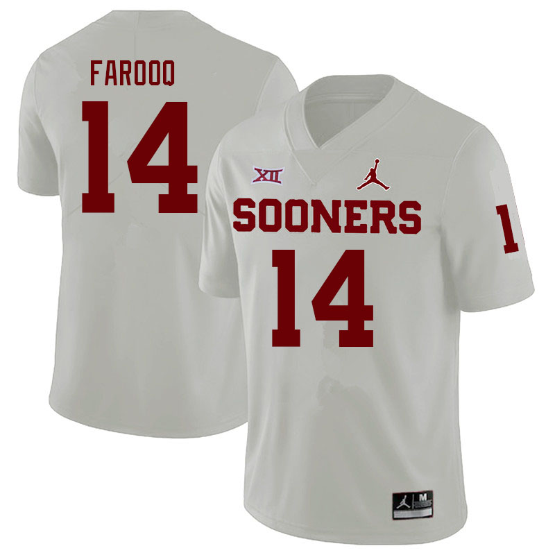 Oklahoma Sooners #14 Jalil Farooq College Football Jerseys Sale-White